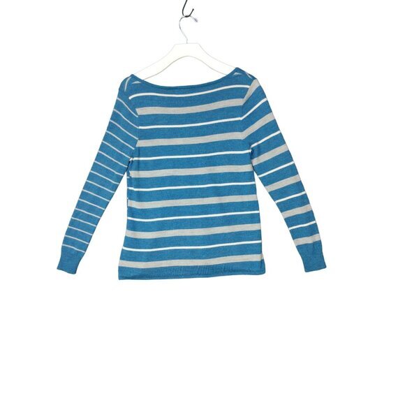 SMARTWOOL Women Sweater SZ S Split Stripe Glacial Blue Heather Base Layer Merino - Picture 2 of 8